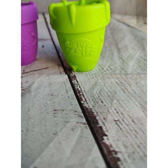 2 Lil Zelfs Planters Mini Troll Yellow Green Figure Purple Flowerpot Playset - Picture 7 of 11